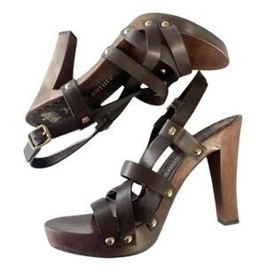 Y2K Juicy Couture Casablanca Brown Leather Platform Strappy Heels sz 6